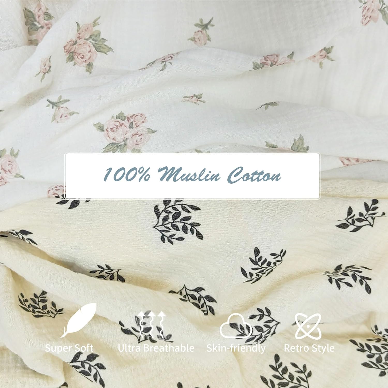 Insular Cotton Muslin Baby Blanket with Tassel 47 x 40