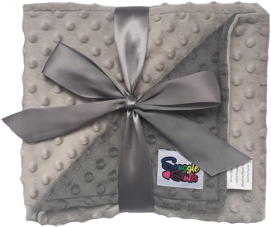 Snuggle Stuffs Reversible Minky Dot Baby Blanket Grey Charcoal