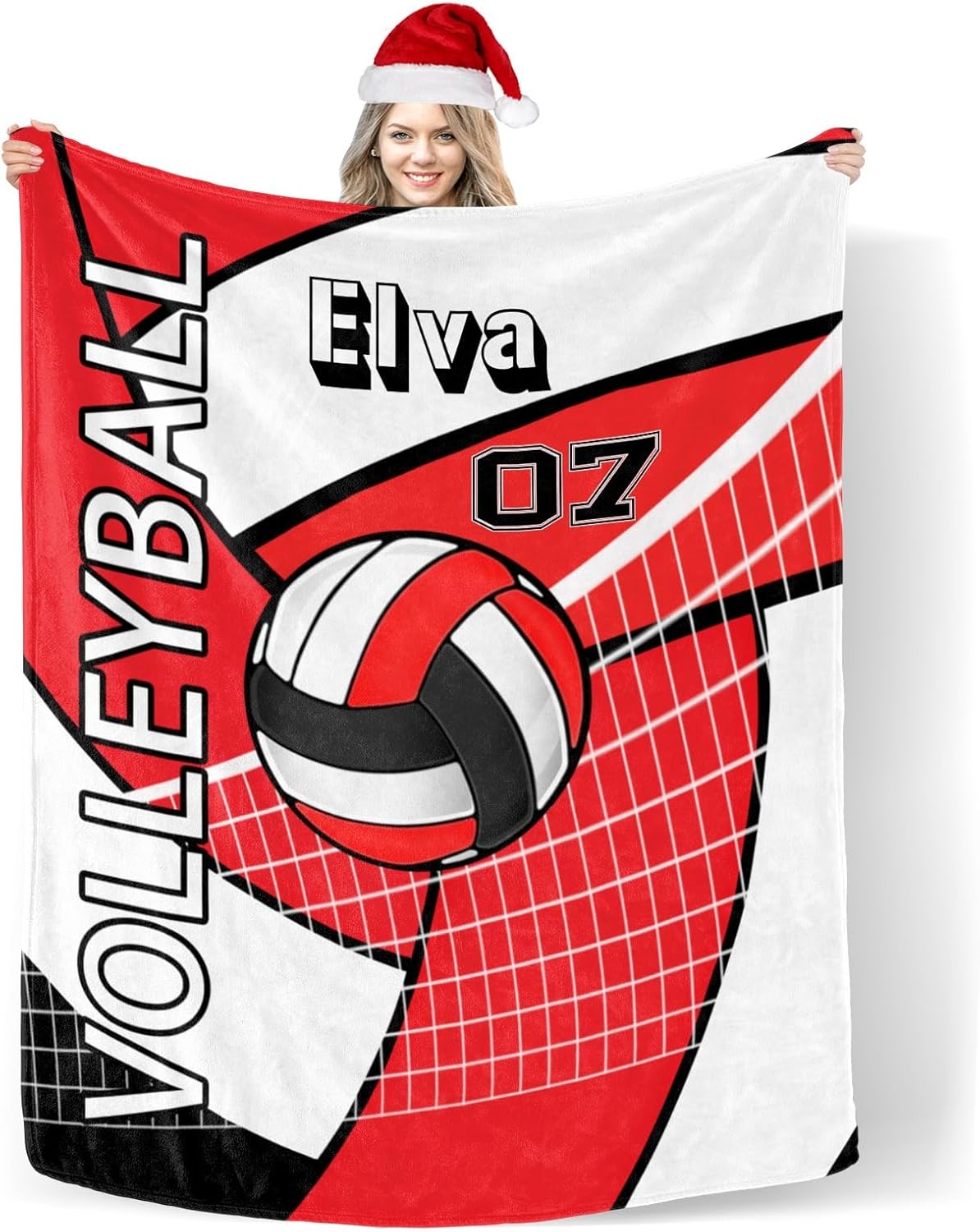Custom Blanket with Name Text Volleyball Sport Red Swaddling Blanket 30x40inch