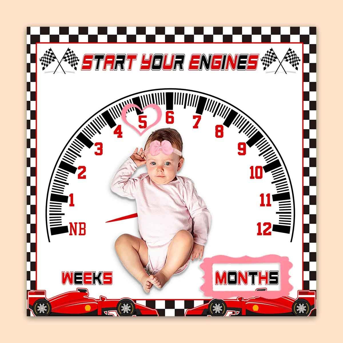 PHMOJEN Baby Milestone Blanket with Frames and Headband