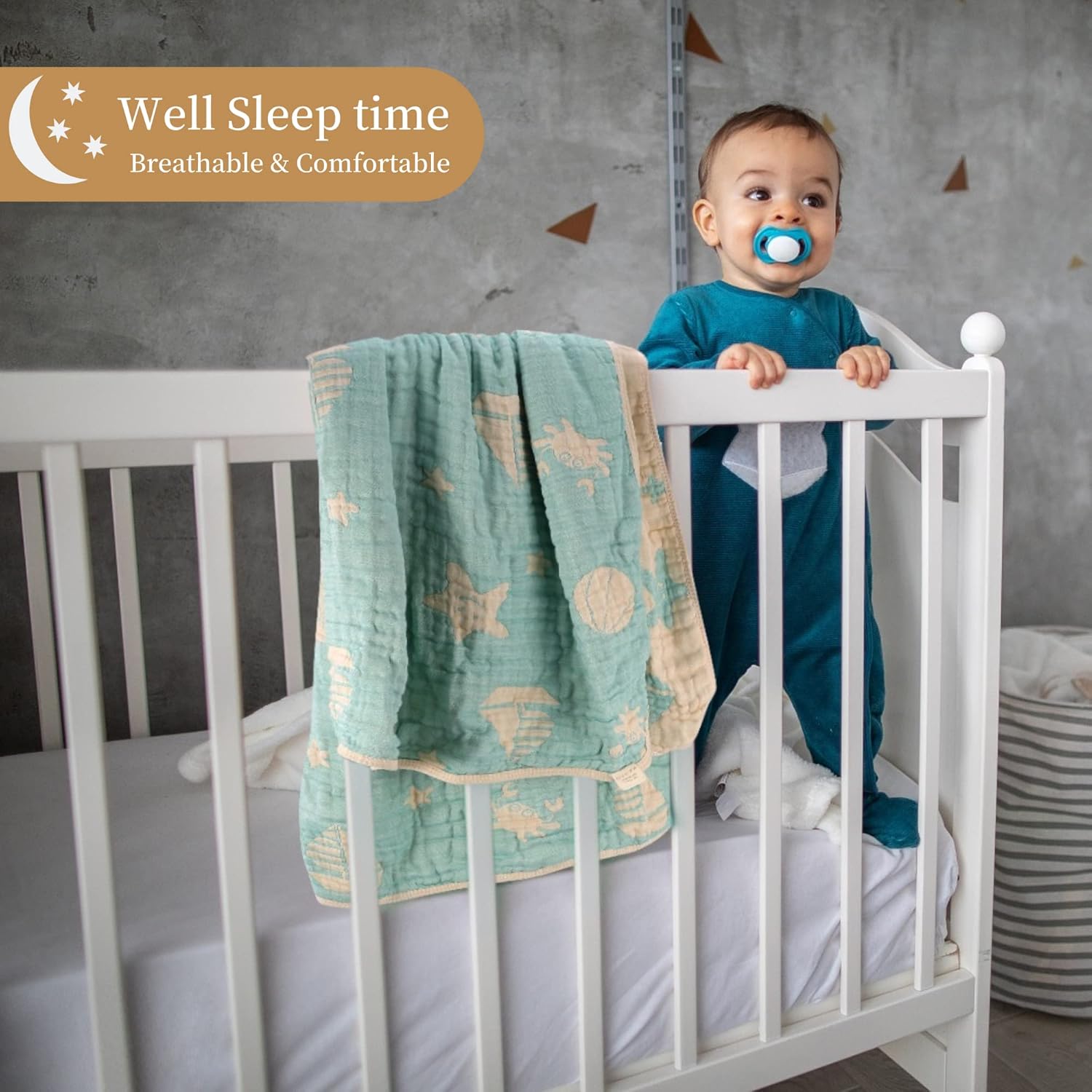 Ultra Soft Muslin Baby Blanket - Ocean Green 1 Pack