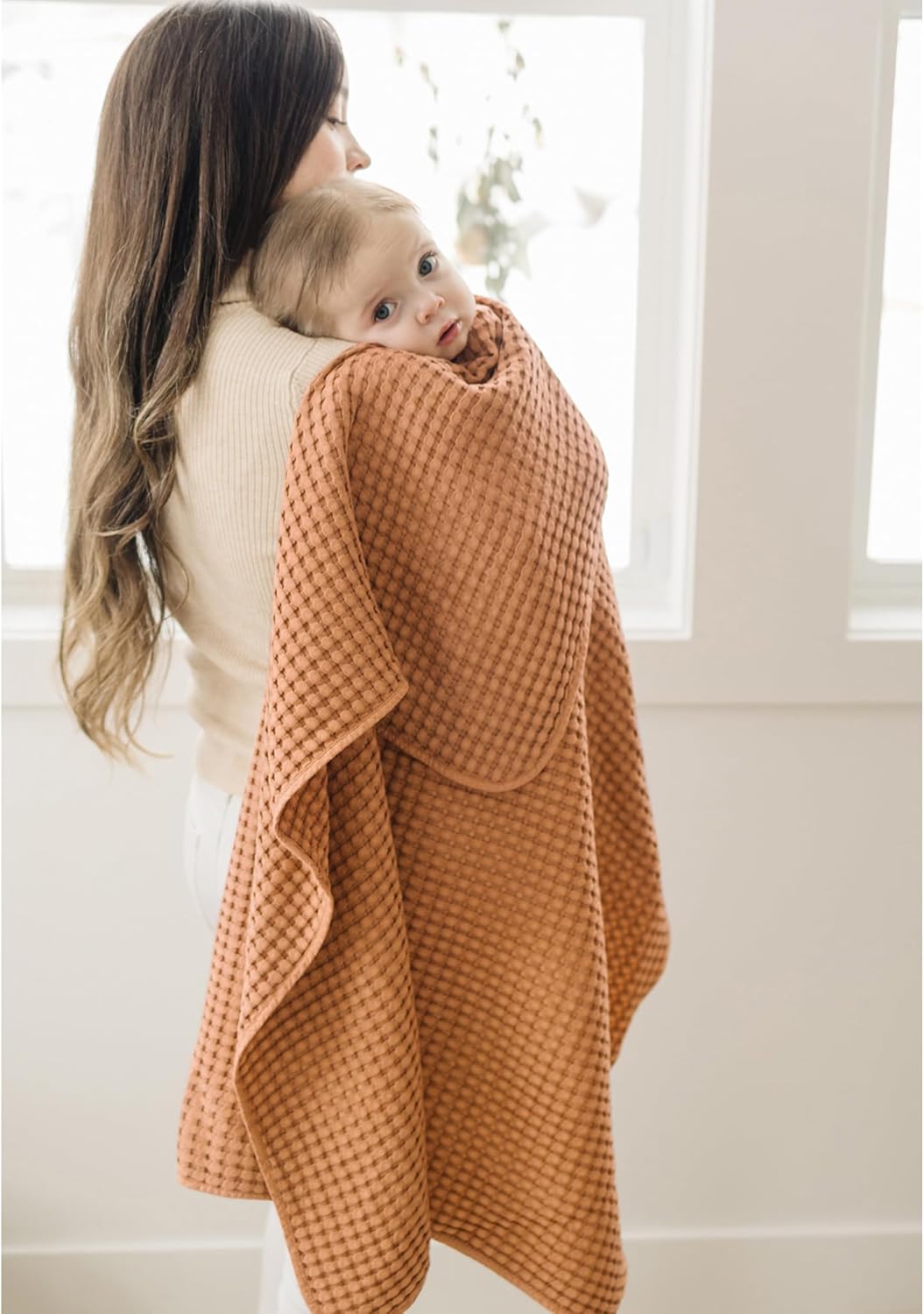 Konssy Waffle Baby Blanket - Soft Cozy Nursery Swaddle Blanket for Boys Girls