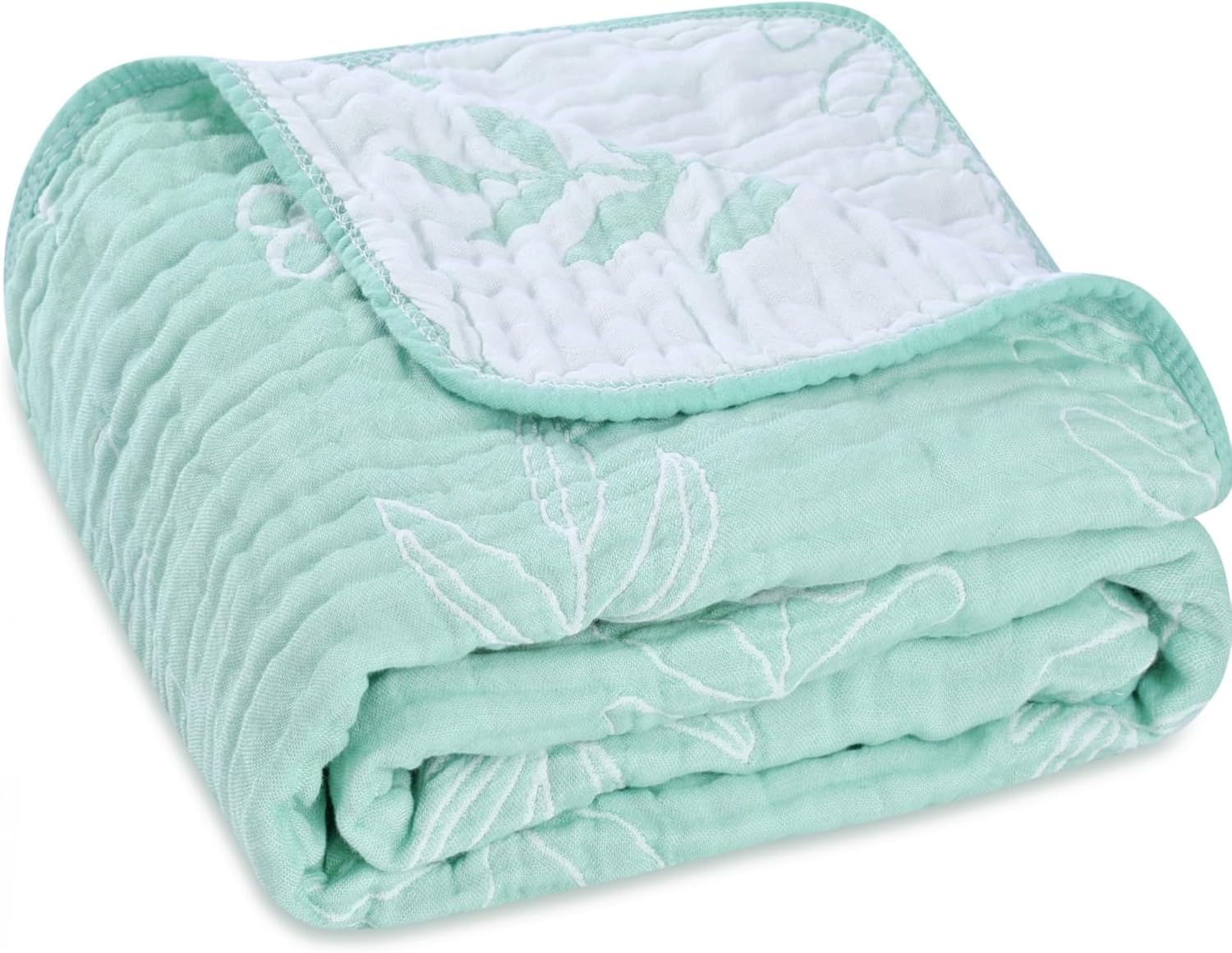 HardNok Ultra-Soft Muslin Baby Blanket - 43x43 Leaf Floral
