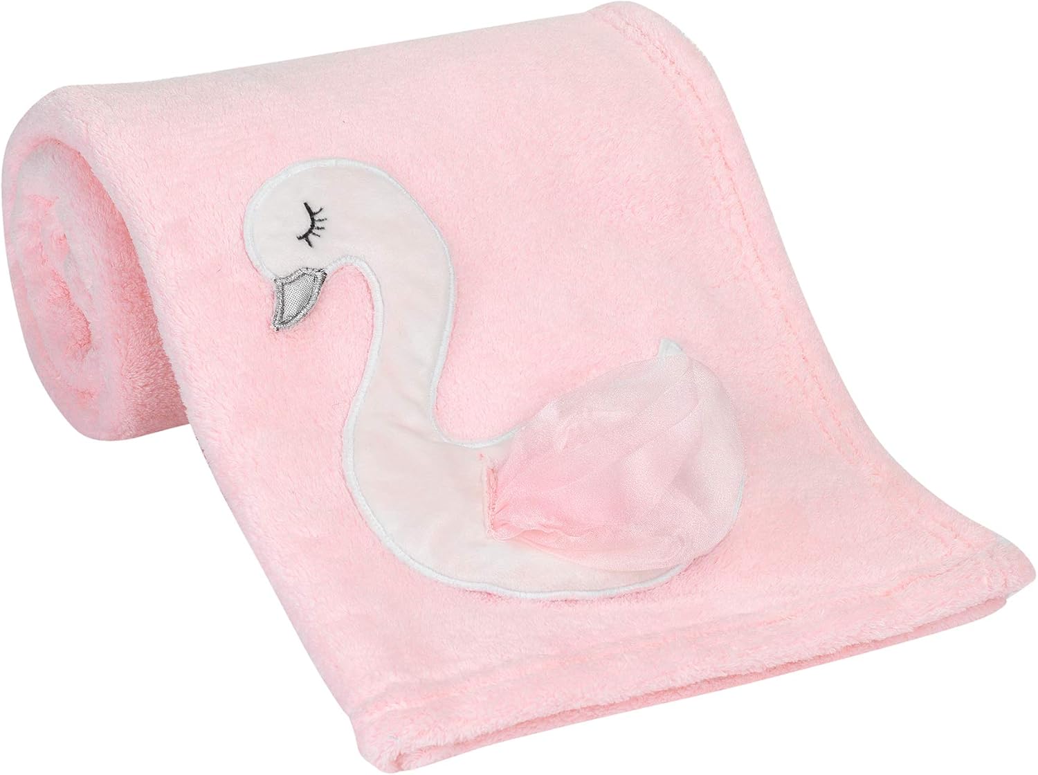 Blossom Pink White Swan Coral Fleece Baby Blanket 1