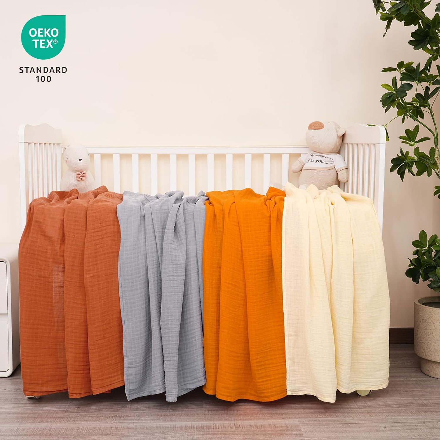 Davids Kids 4 Pack Baby Muslin Swaddles 47 x 47