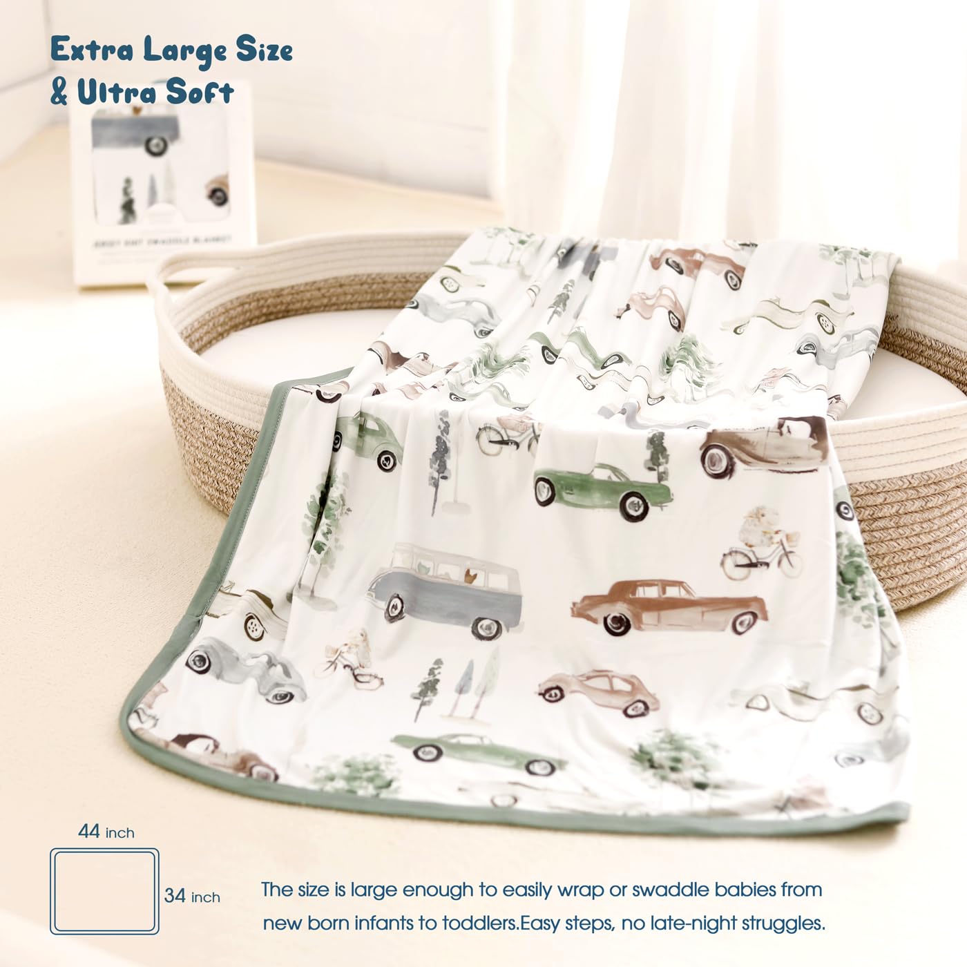 GRSSDER Baby Swaddle Blanket Soft Jersey Knit 34x44 Inches