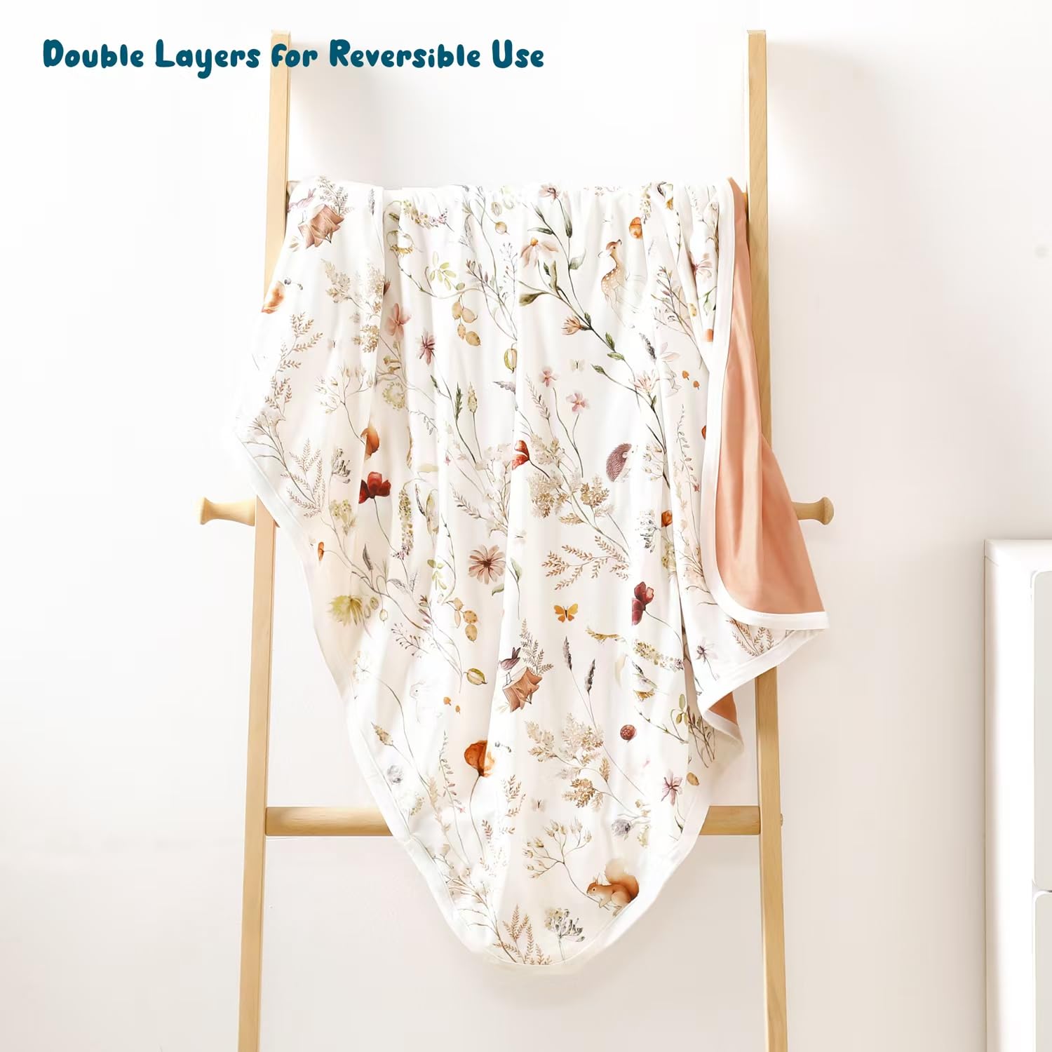 GRSSDER Baby Swaddle Blanket 2 Pack - Pink Rose Blush Flora