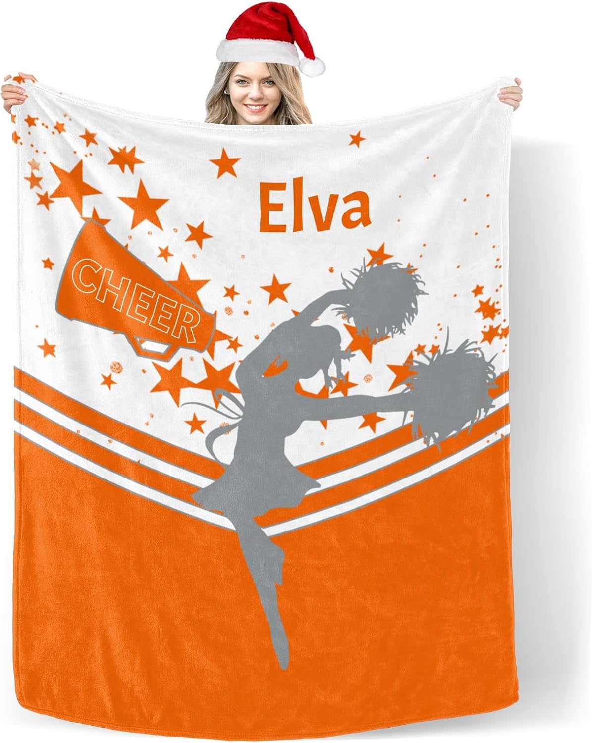 Custom Blanket with Name Cheer Star Orange 30x40inch Swaddling Blanket