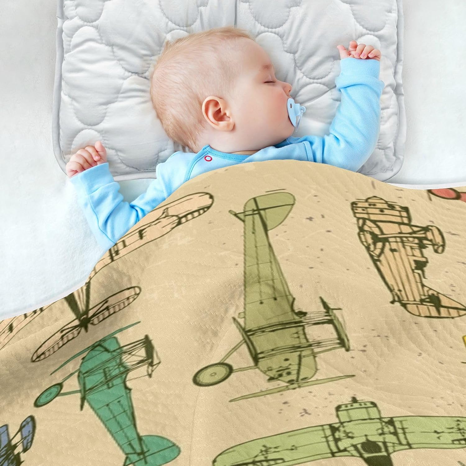 Pigsaly Vintage Airplane Baby Blanket 30x40in