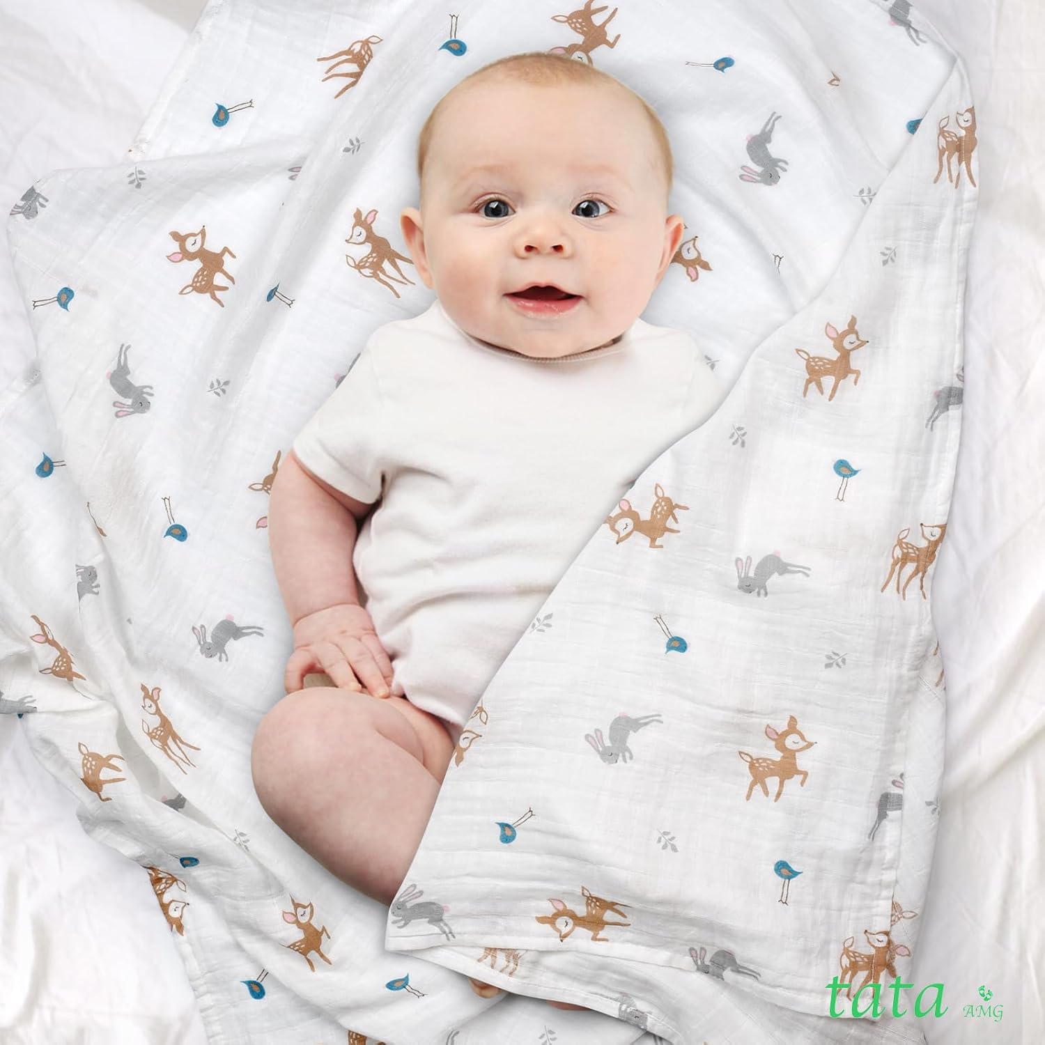 TATA AMG Organic Muslin Baby Swaddle Blanket - 47x47