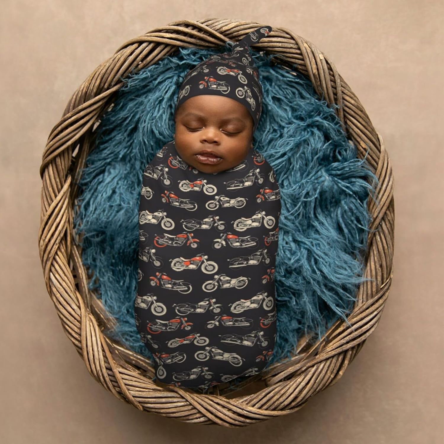 Muishi Motorcycles Swaddle Blanket Baby Hat Set