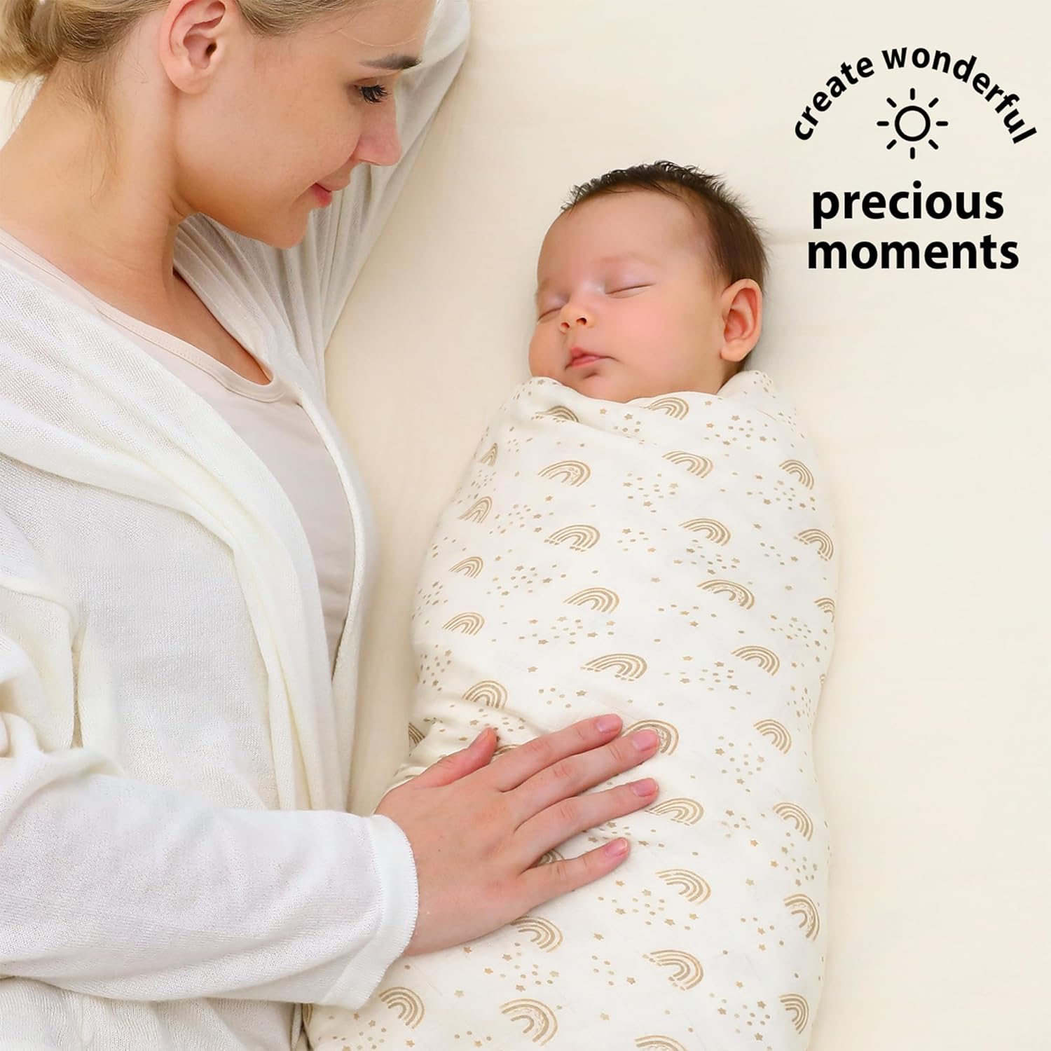 Yoofoss Muslin Swaddle Blankets 4-Pack 47x47 Baby Neutral Wrap