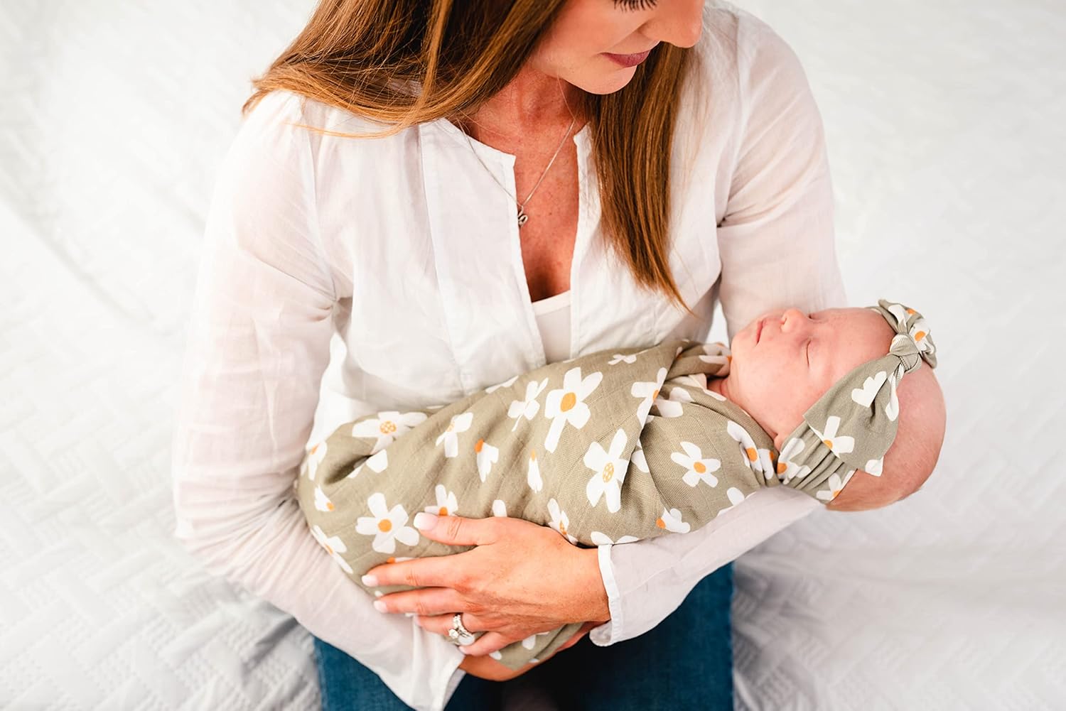 Miaoberry Organic Cotton Muslin Swaddle Set for Baby Girl