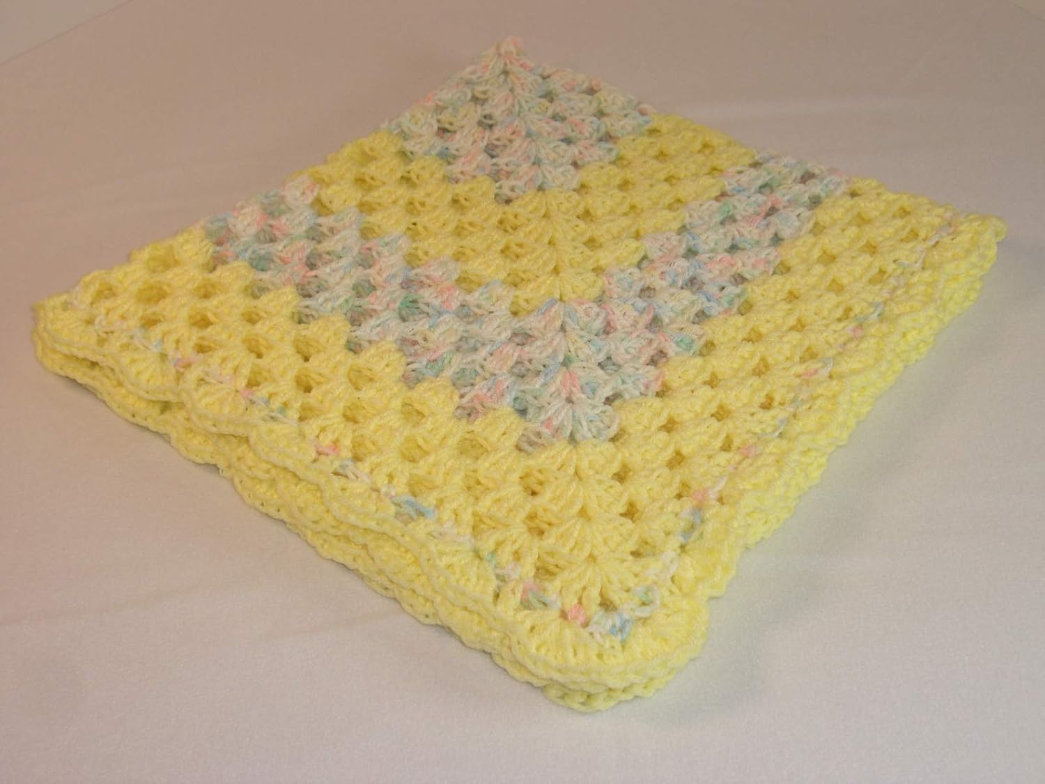 Handmade 4 Babies Cozy Baby Blanket - Yellow and Baby Print