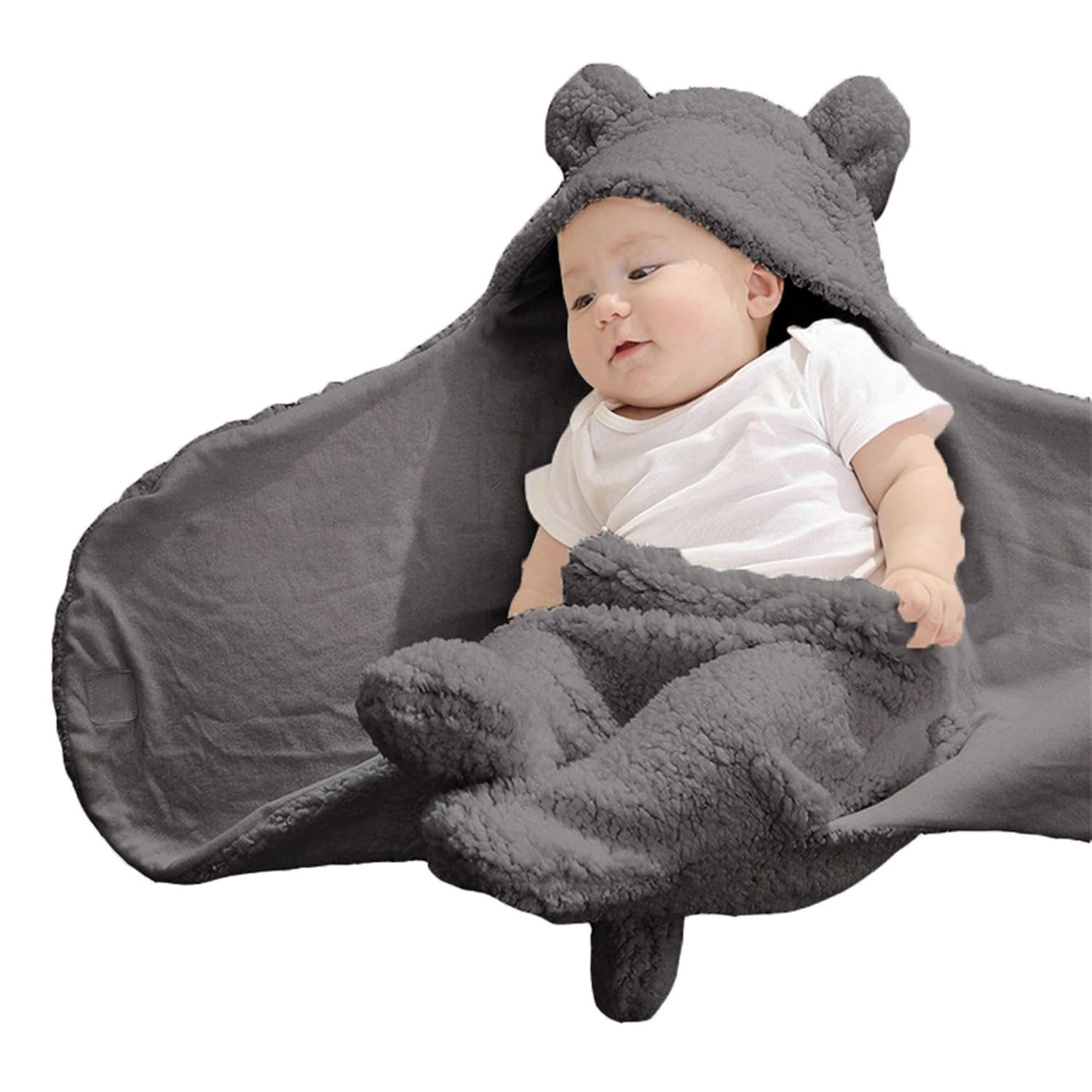 XMWEALTHY Soft Hooded Baby Swaddle Blanket for Newborns