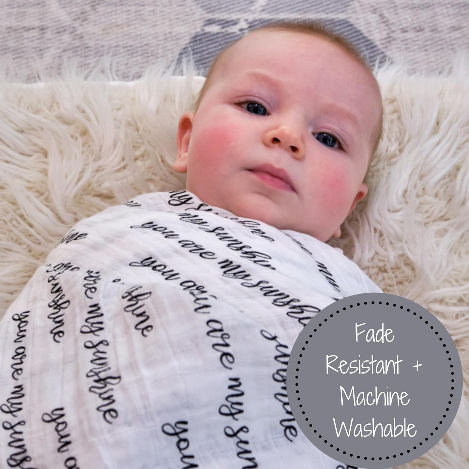 LollyBanks Baby Swaddle Blanket - You are My Sunshine Print