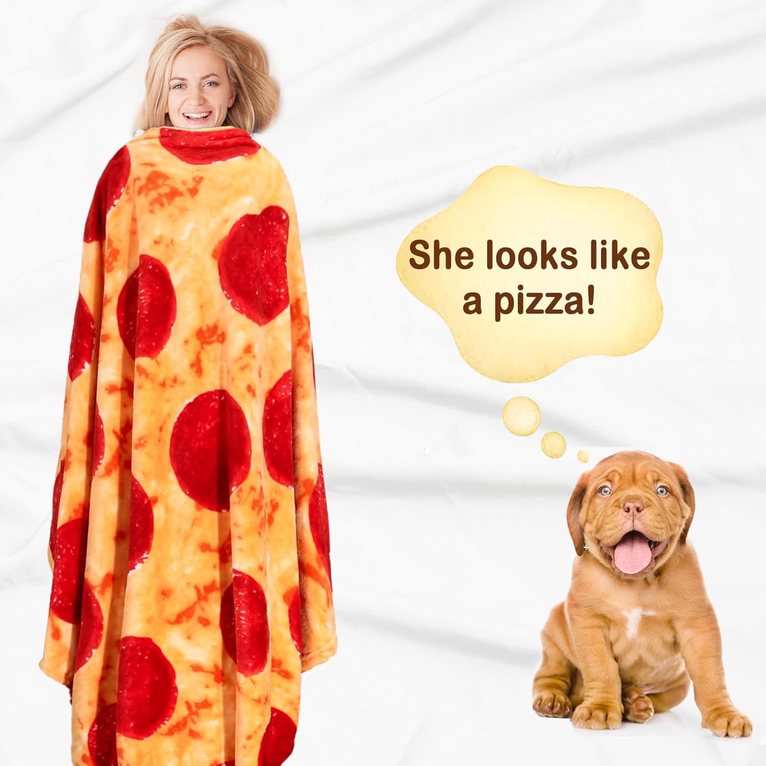 Bnuitland Funny Pizza Flannel Blanket 300 GSM Double Sided 1