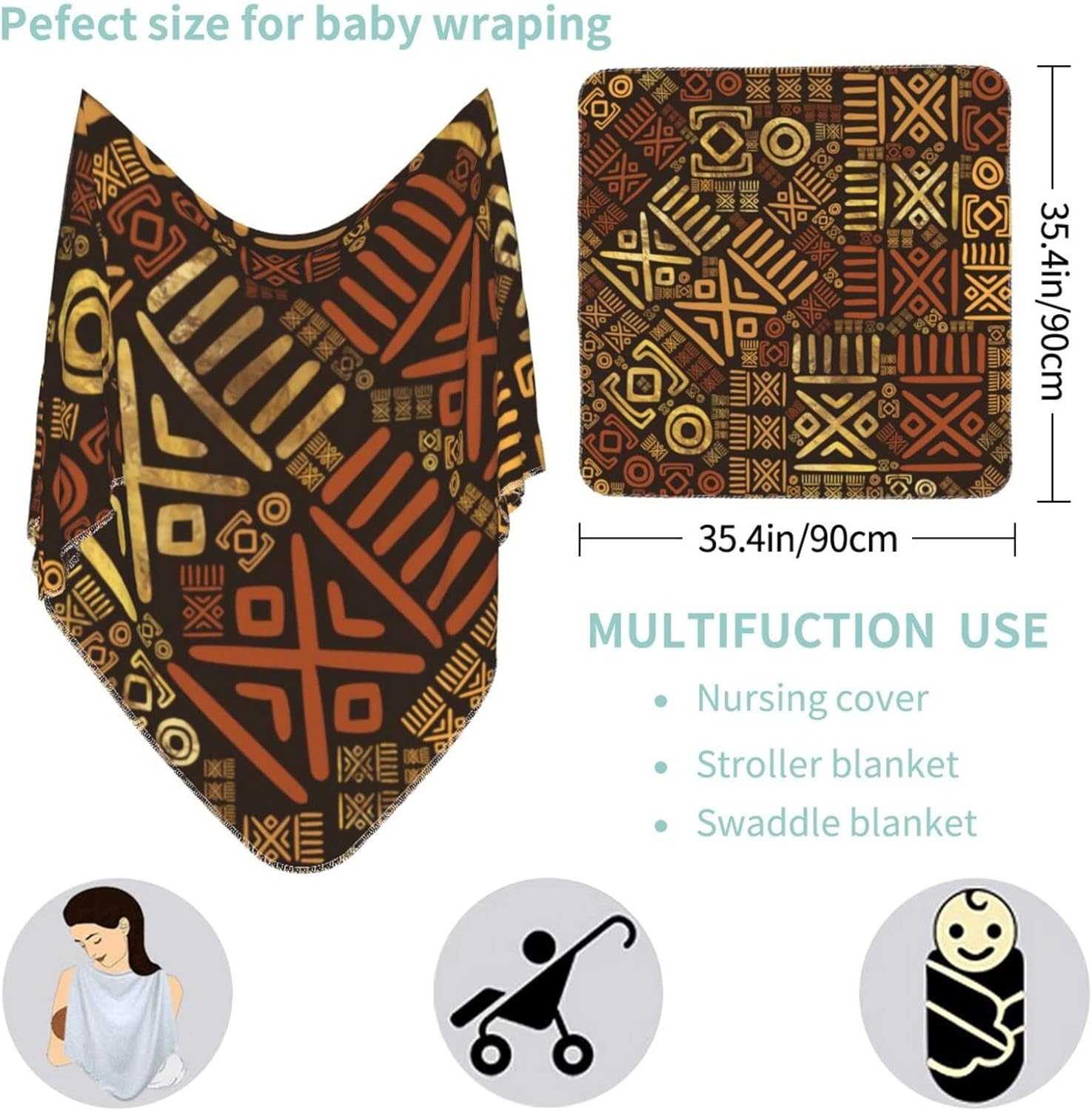 SUYGGCK African Pattern Baby Swaddling Blanket