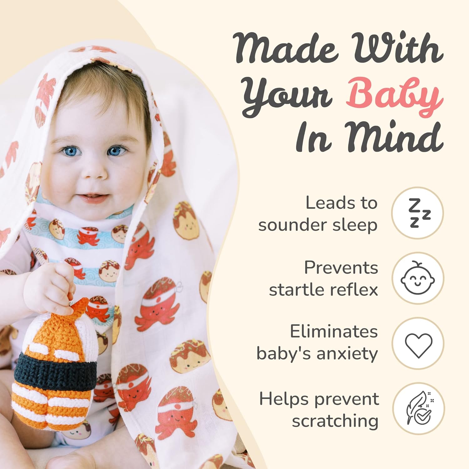 The Wee Bean Organic Cotton Bamboo Rayon Muslin Swaddle Blankets Set of X