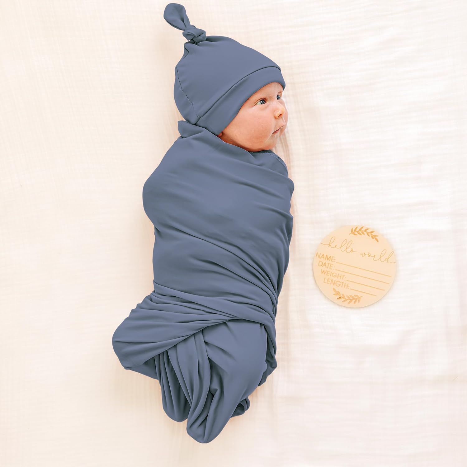 Konssy Baby Girl Swaddle Blanket with Headband and Beanie Set