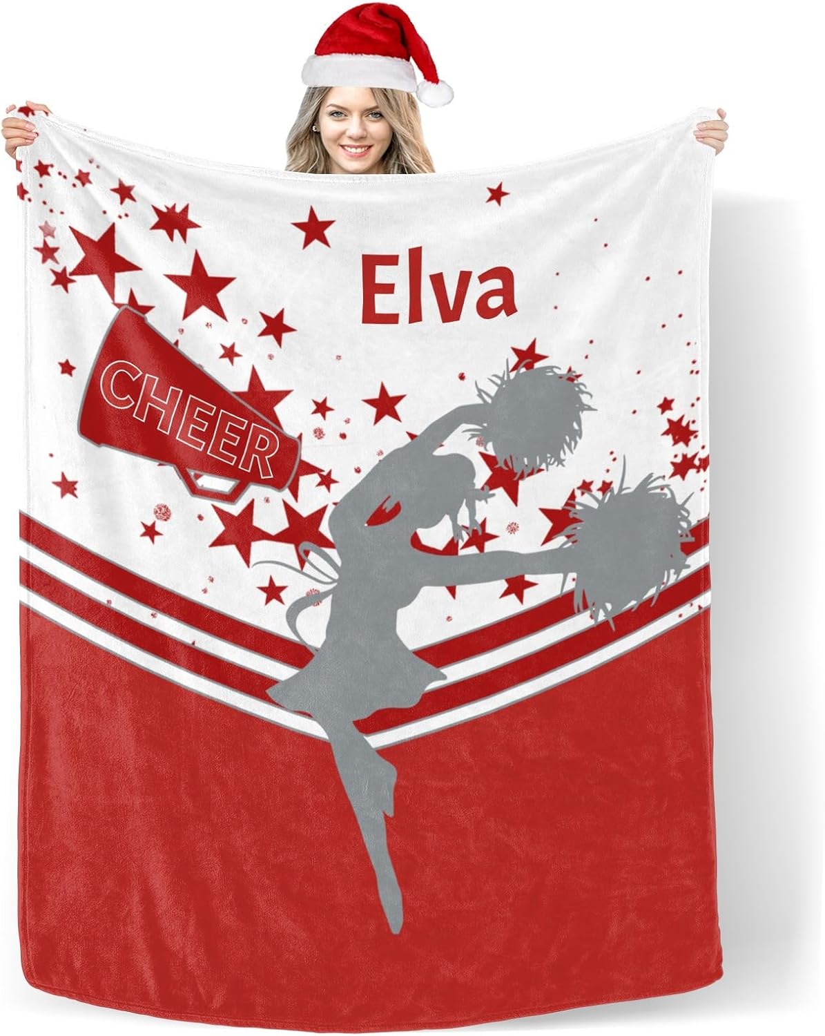 Custom Blanket with Name Text Cheer Star Red 30X40inch Swaddling Blanket
