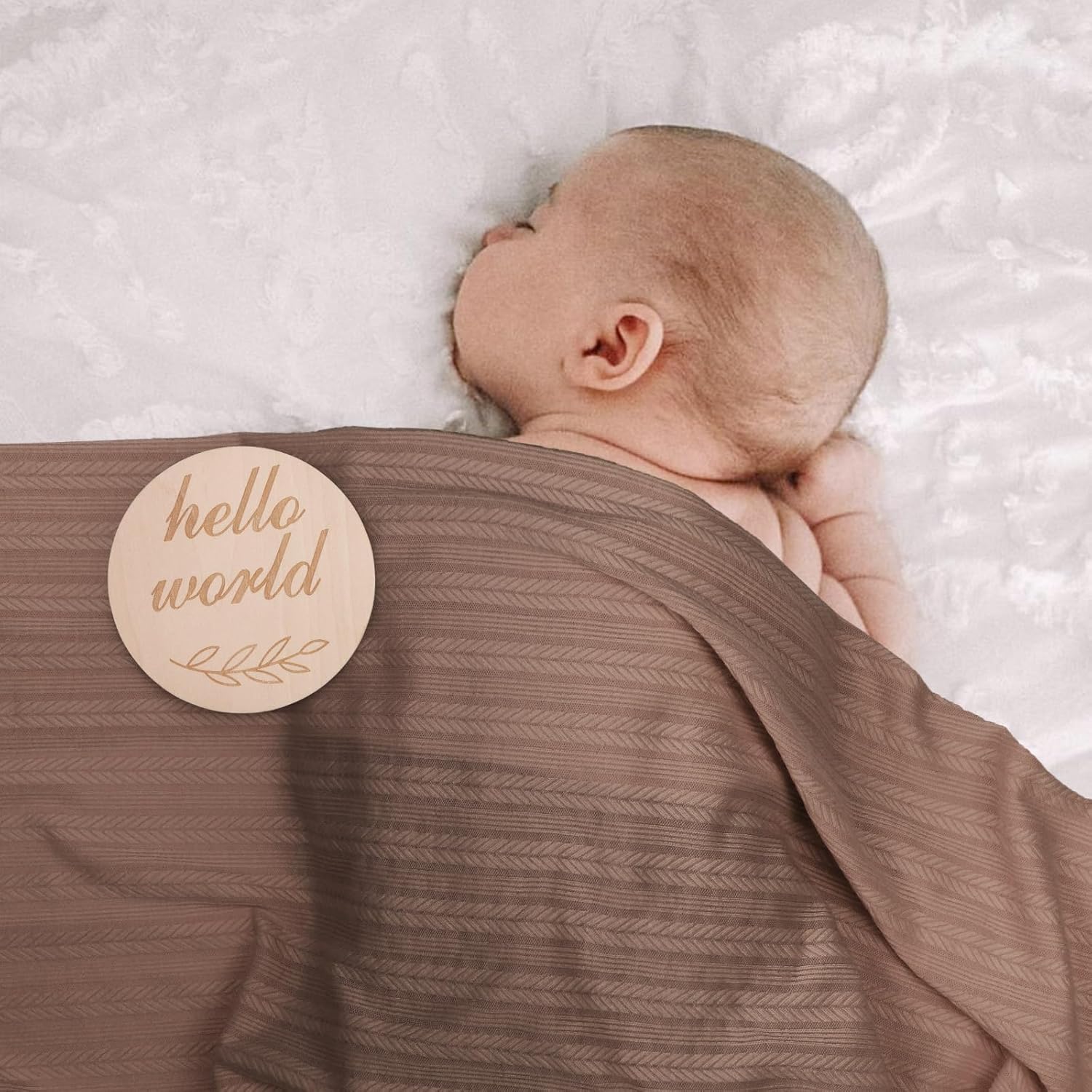 AQOKKA Newborn Swaddle Blanket with Bow Hat Mittens Set 1