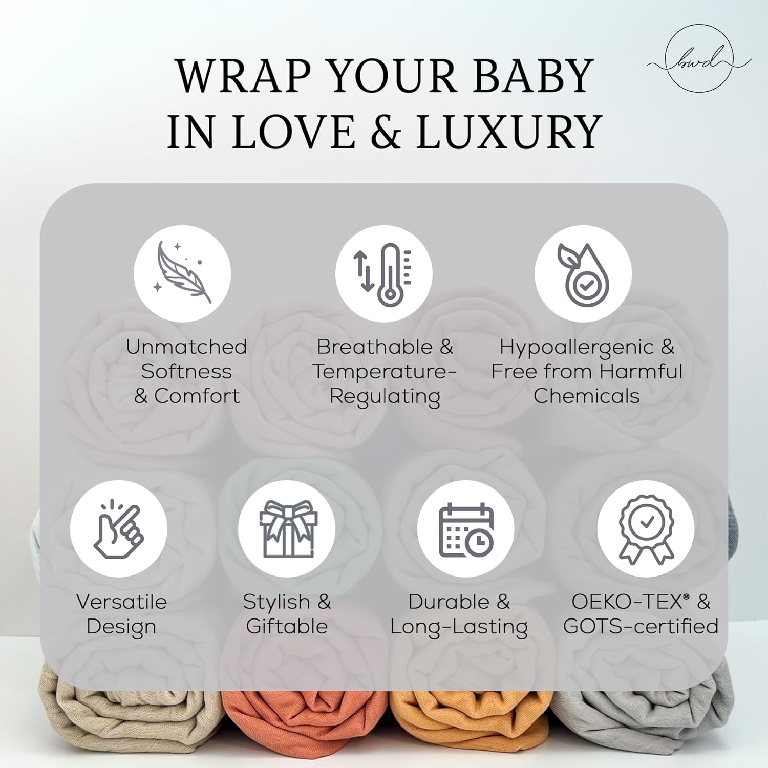 Premium Swaddle Blanket - Bamboo Viscose Organic Cotton 47 Inches Dusty Rose