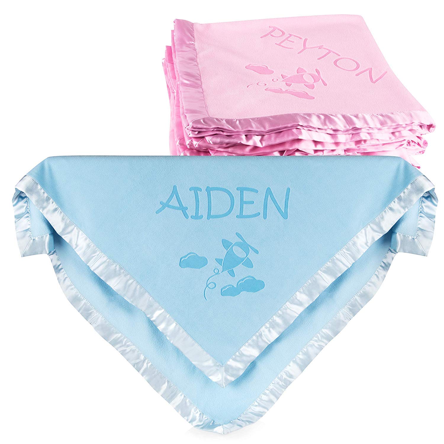 Custom Catch Personalized Baby Blanket - 36 Inch Plush with Satin Trim