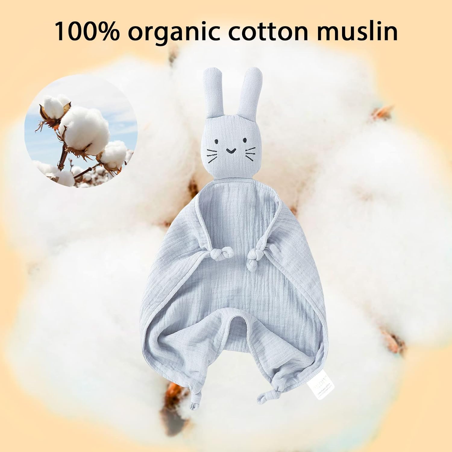 Okdiy Organic Cotton Bunny Lovey for Newborn Baby