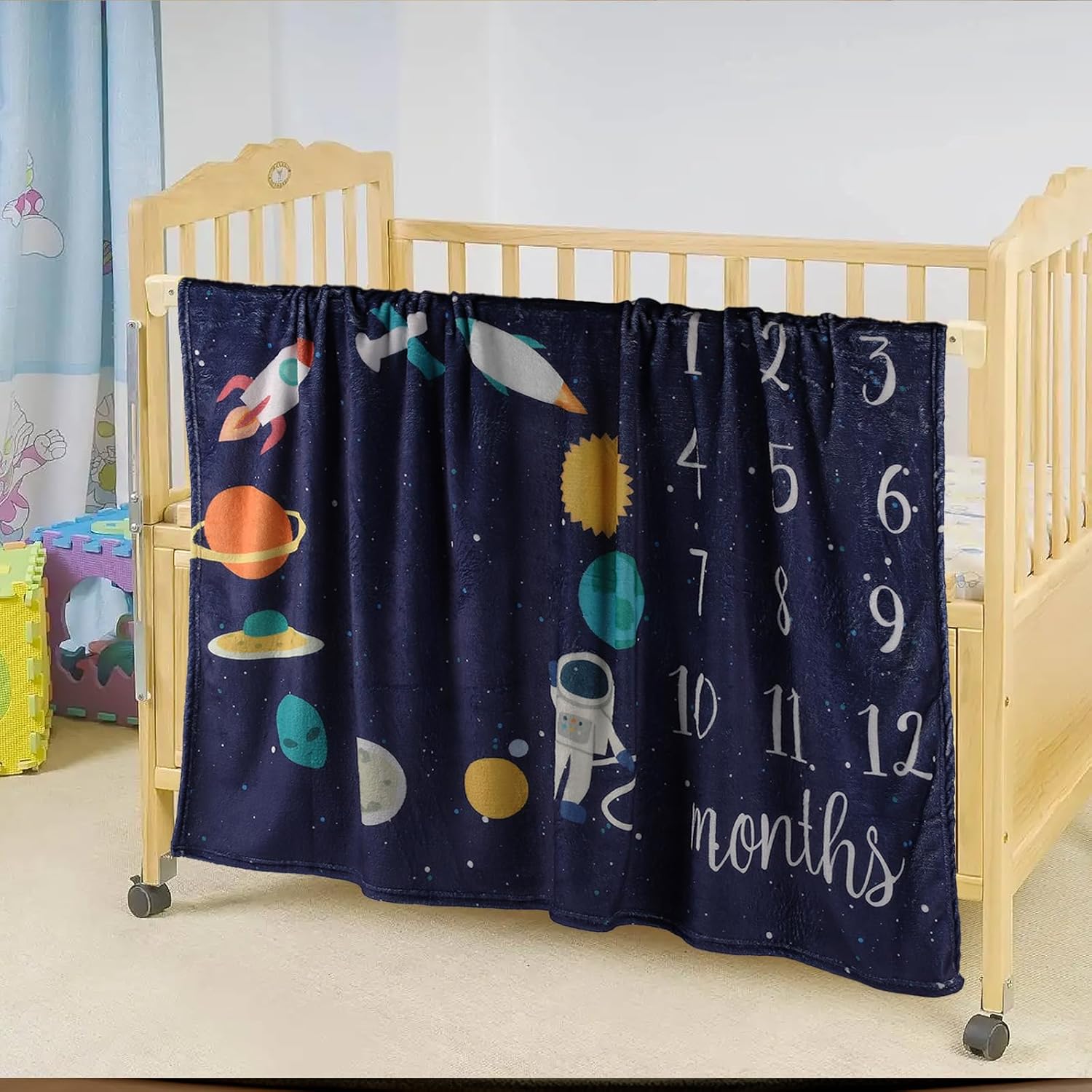 Baby Monthly Milestone Star Astronaut Swaddling Blanket - 40x50IN