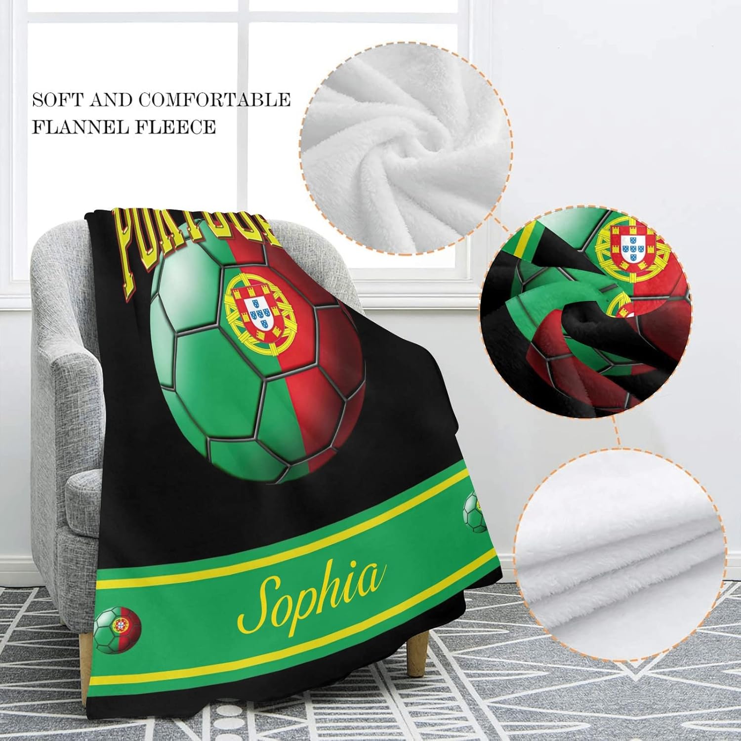 XOZOTY Portugal Flag Swaddling Blanket 30x40 Inch