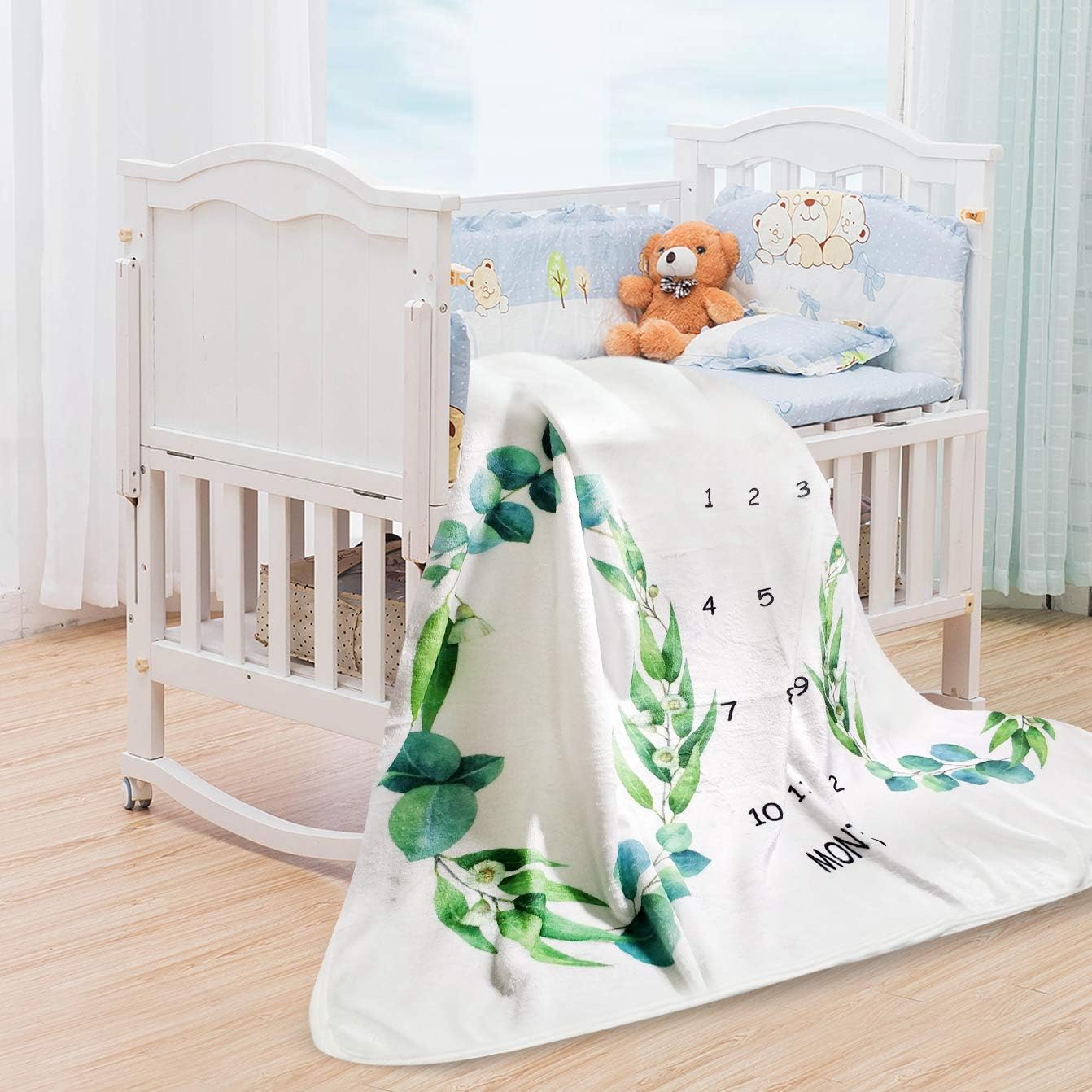 Tebaby Baby Milestone Blanket Twins - 51x40 Unisex Neutral Growth Chart