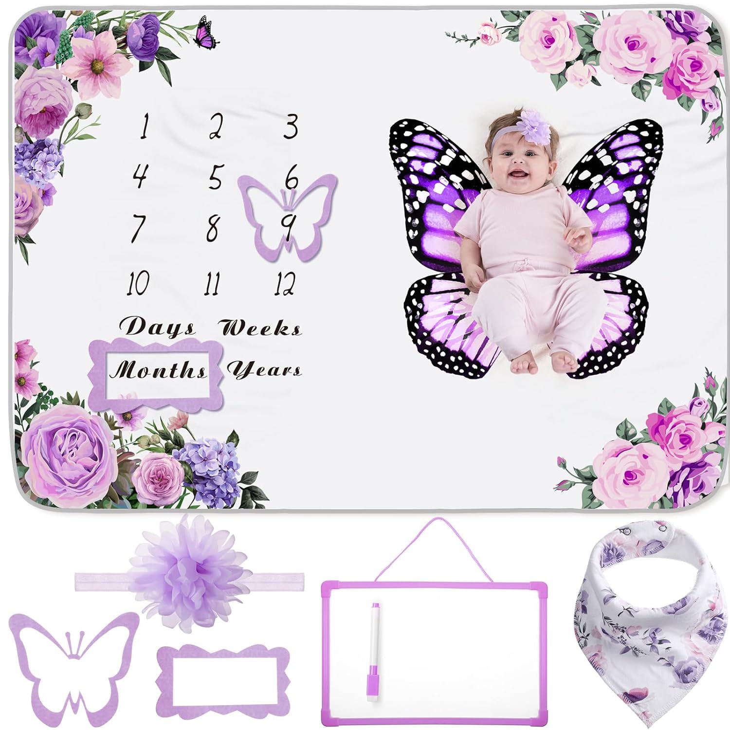 Chumia 6 Pcs Monthly Milestone Blanket Set