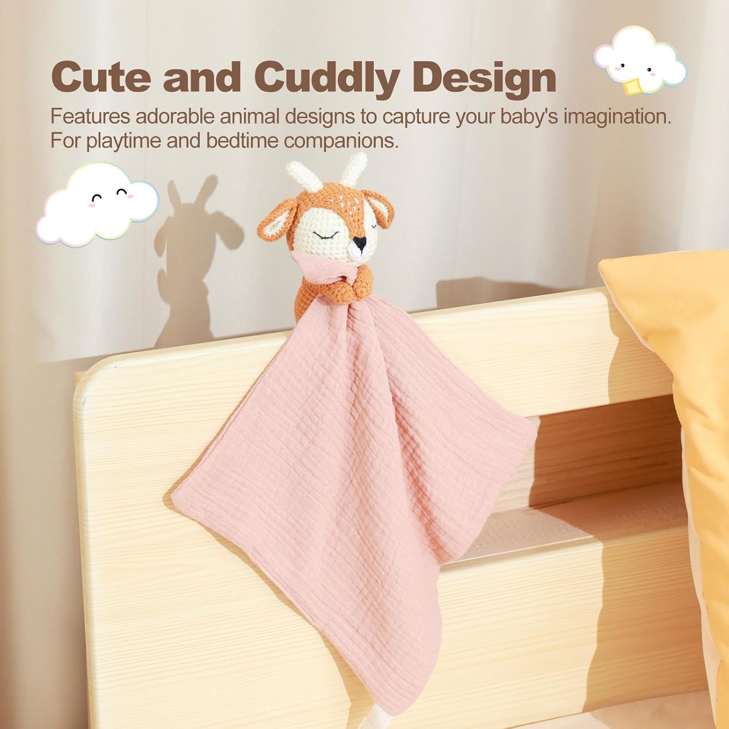 BBYP Baby Deer Security Blanket with Rattle
