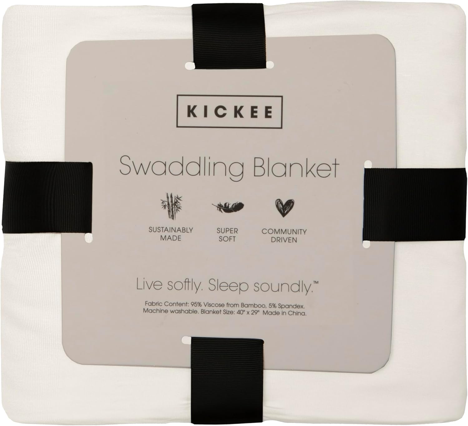 KicKee Swaddling Blanket - Natural Heart Doodles One Size