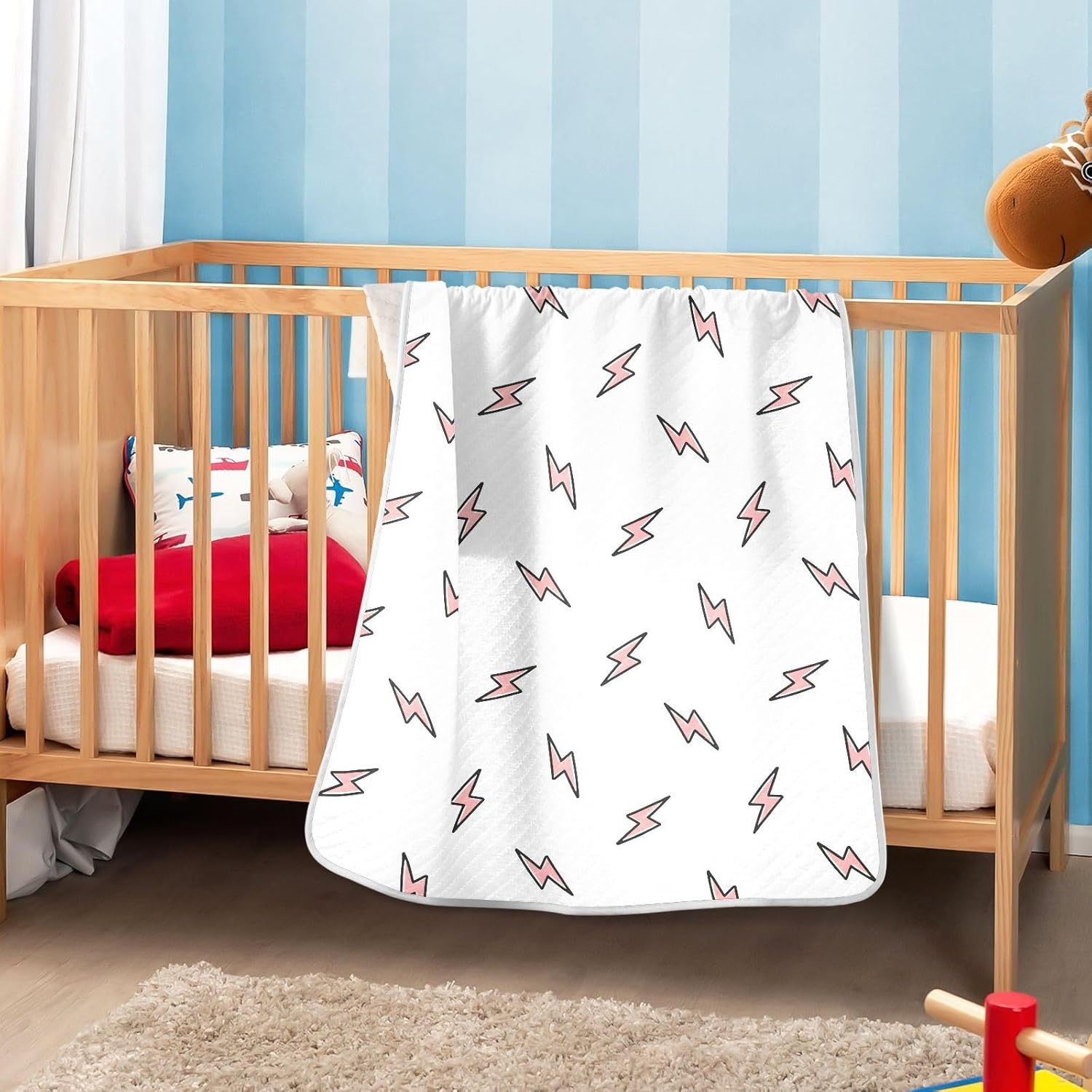 Pink Lightning Bolt Baby Swaddle Blanket for Boys and Girls