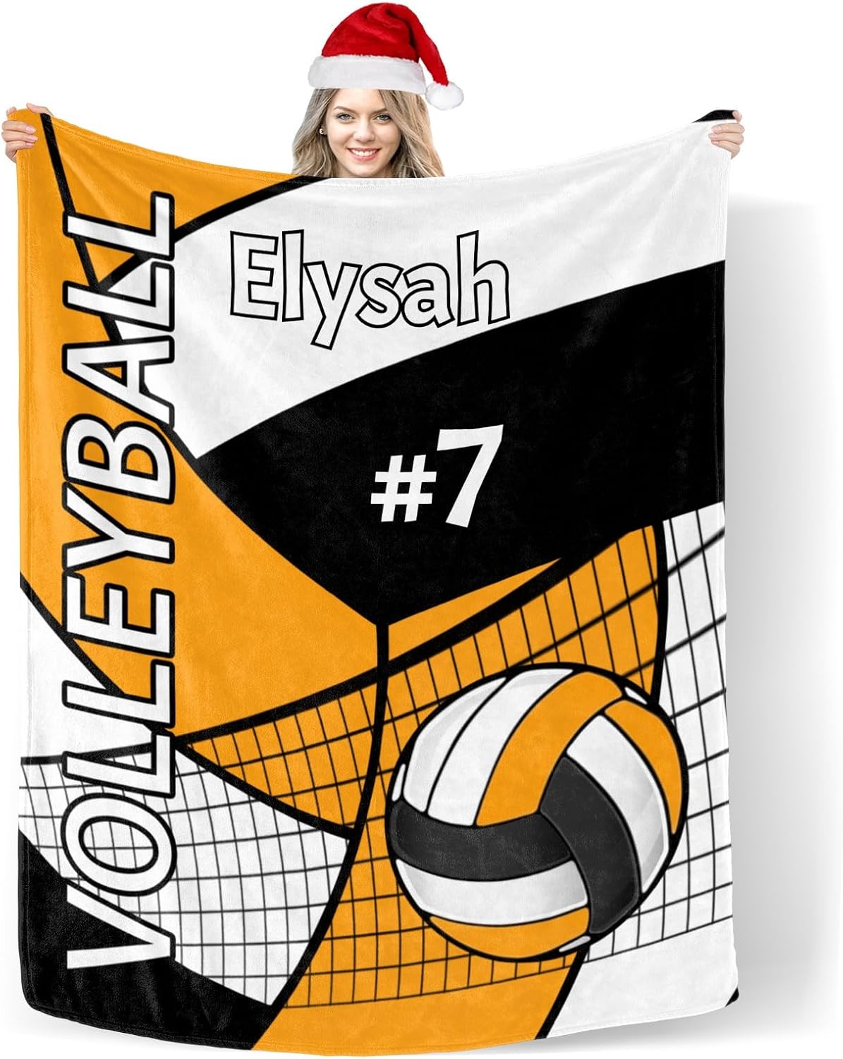 Custom Blanket with Name Volleyball Light Orange Swaddling Blanket for Baby Shower