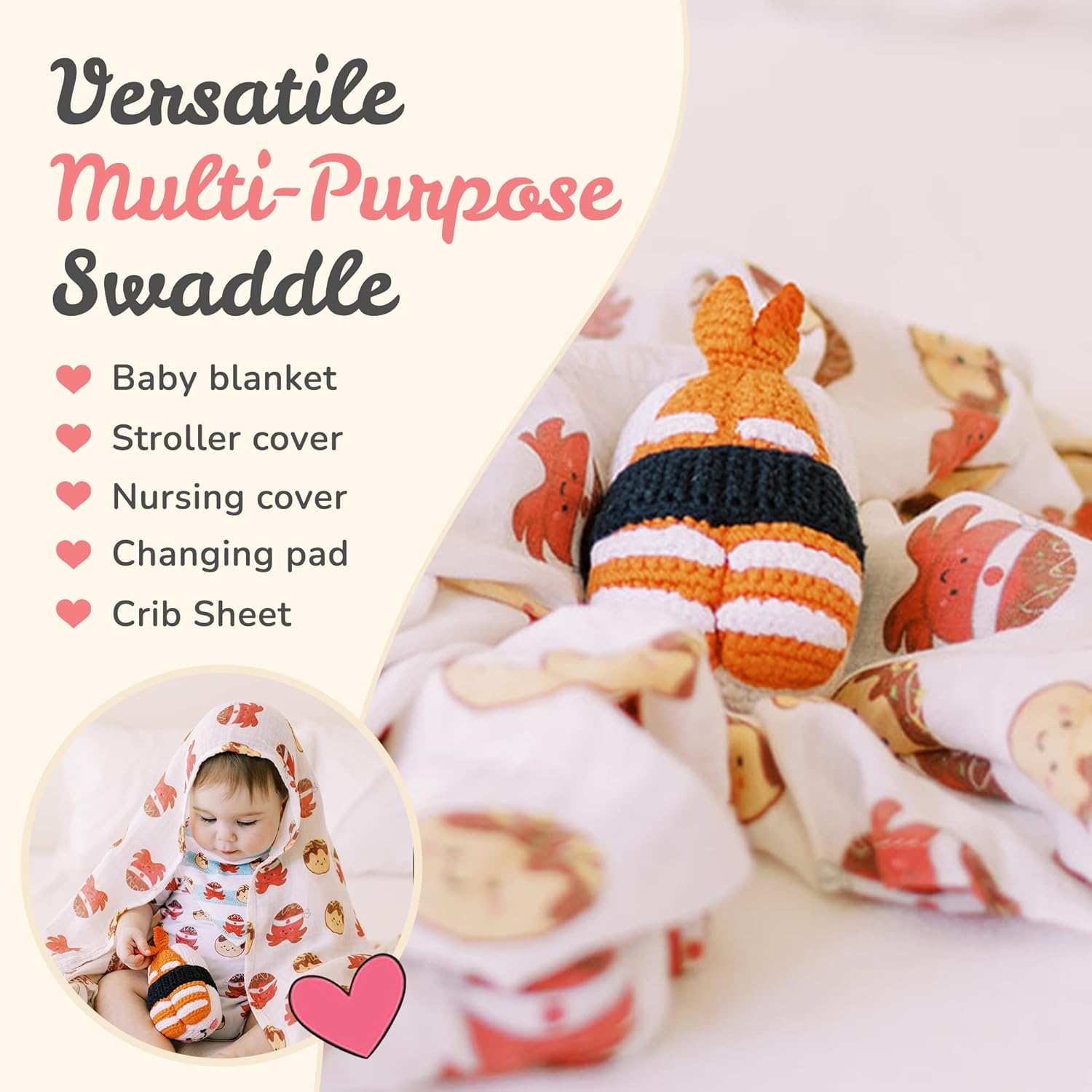 The Wee Bean Organic Cotton Bamboo Rayon Muslin Swaddle Blankets Set of X
