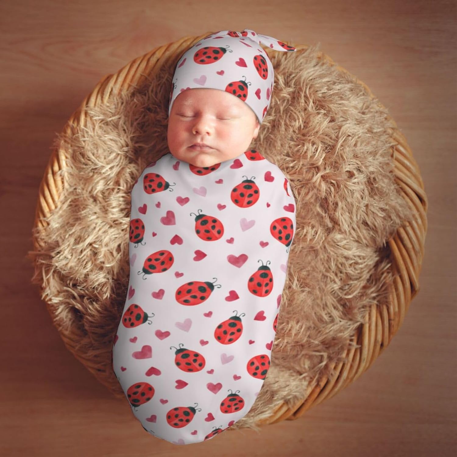 KiuLoam Hummingbird Flowers Swaddle Set with Hat