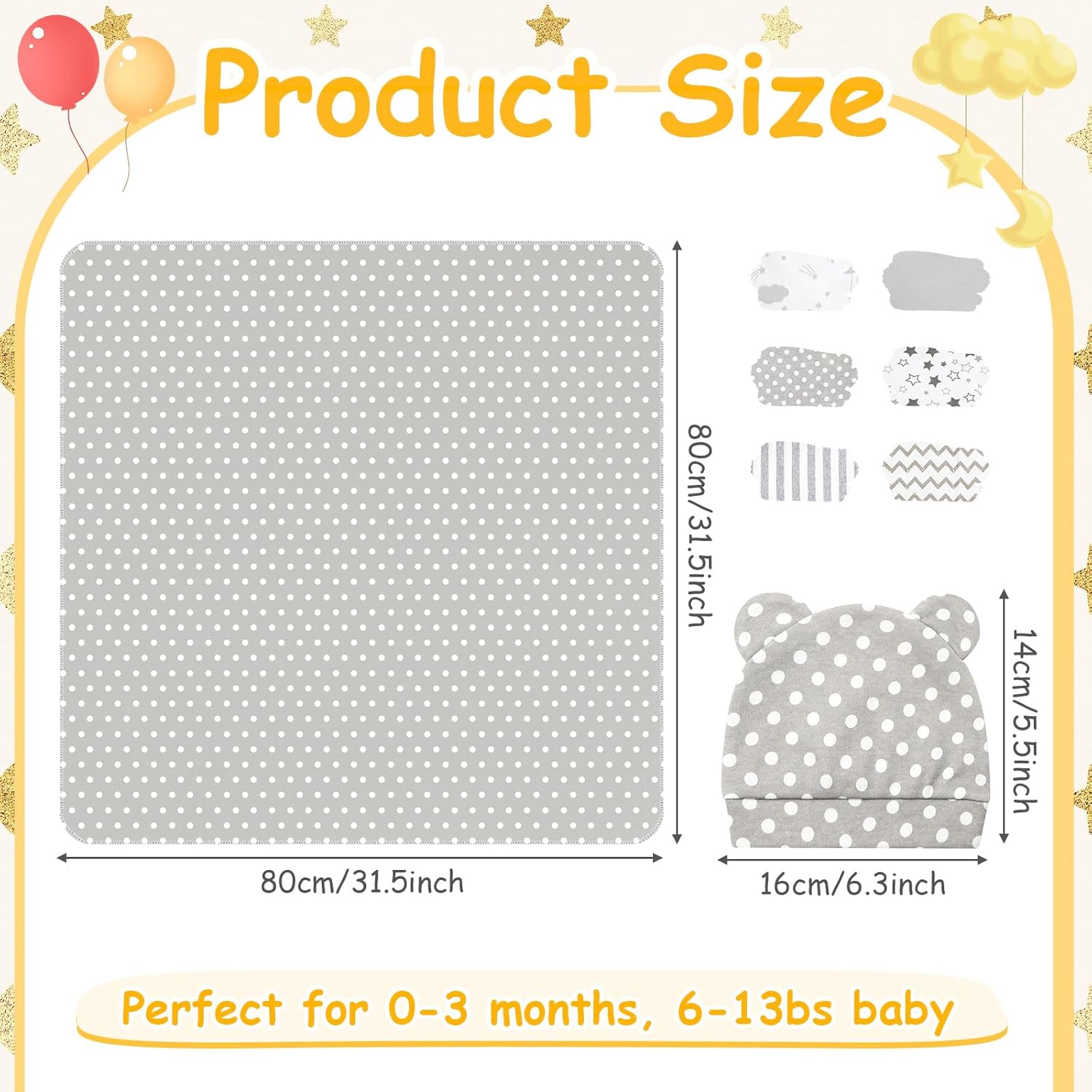 Ramede 6 Pack Cotton Baby Swaddles with Hats