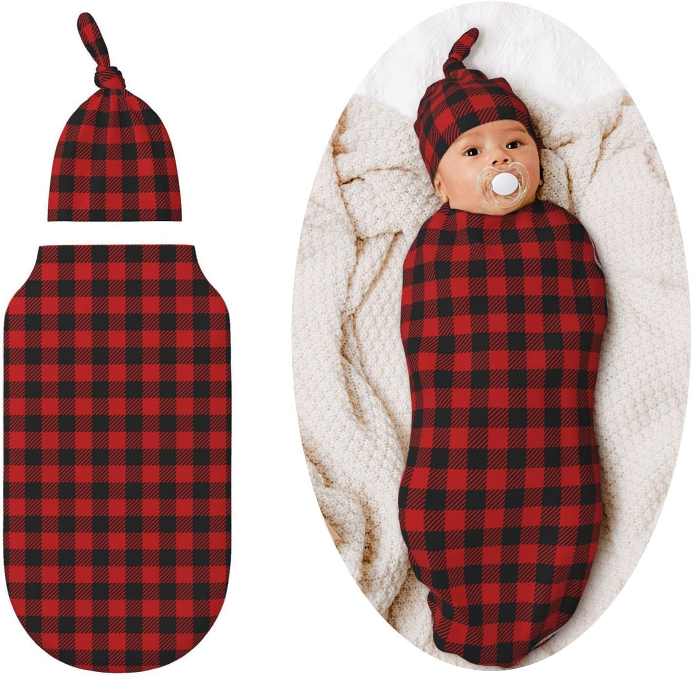 Figtihw Christmas Checkered Swaddle Blanket for Newborn Baby Girls Boys