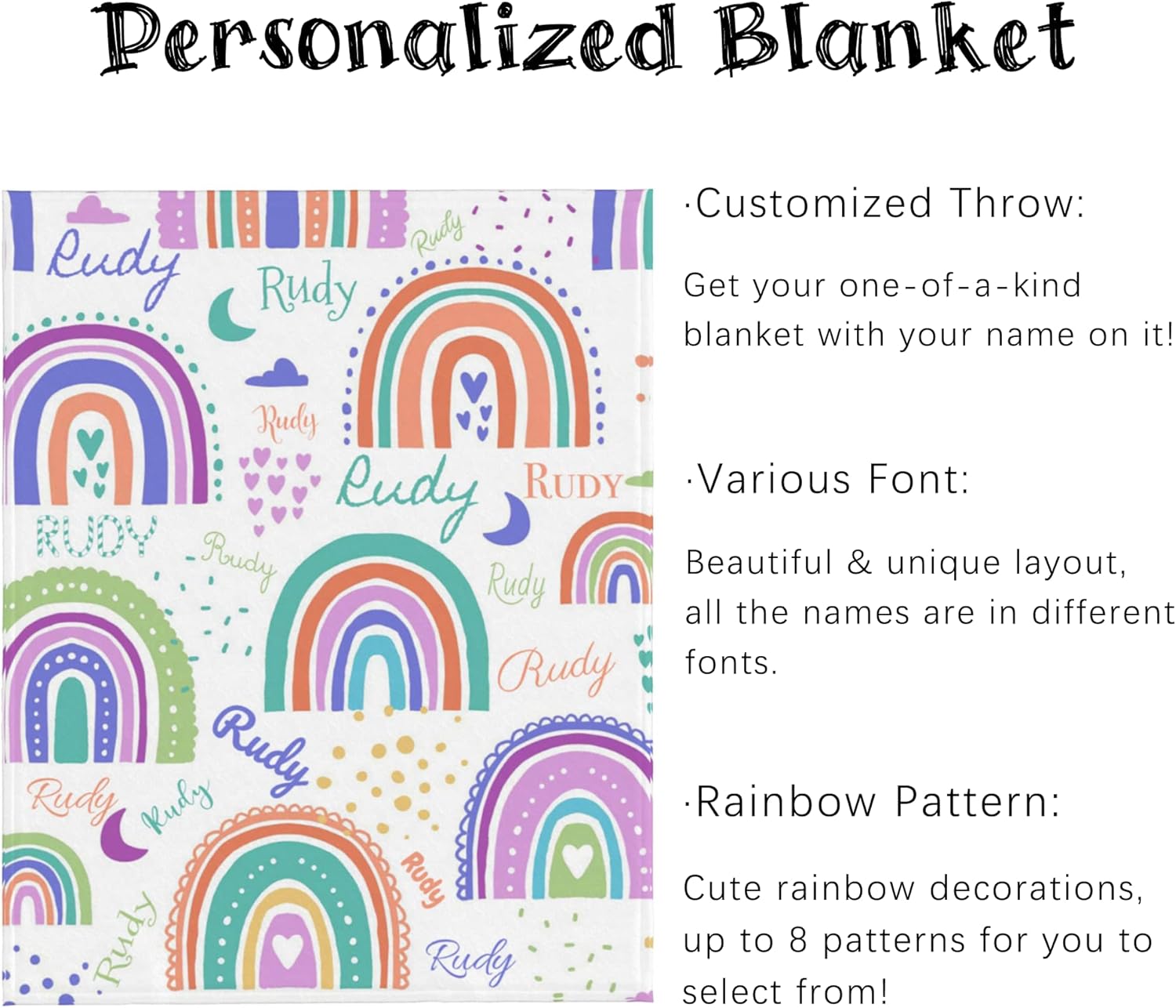 Custom Name Blanket for Baby Kids Pet Family 30x40 1