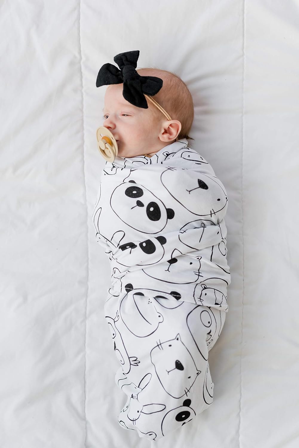 ADDISON BELLE Bamboo Viscose Swaddle Blanket 47x47 Monochrome Animals