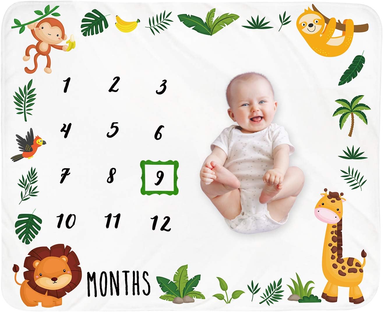 Tebaby Baby Monthly Milestone Blanket for Boy Girl