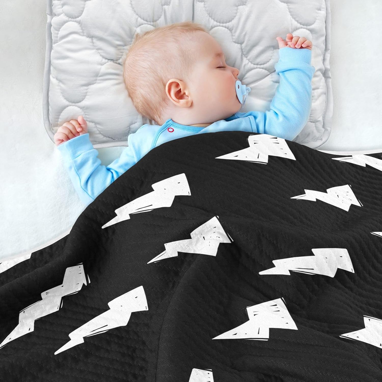 KICPOAY Doodle White Lightning Bolt Swaddle Blanket for Newborns