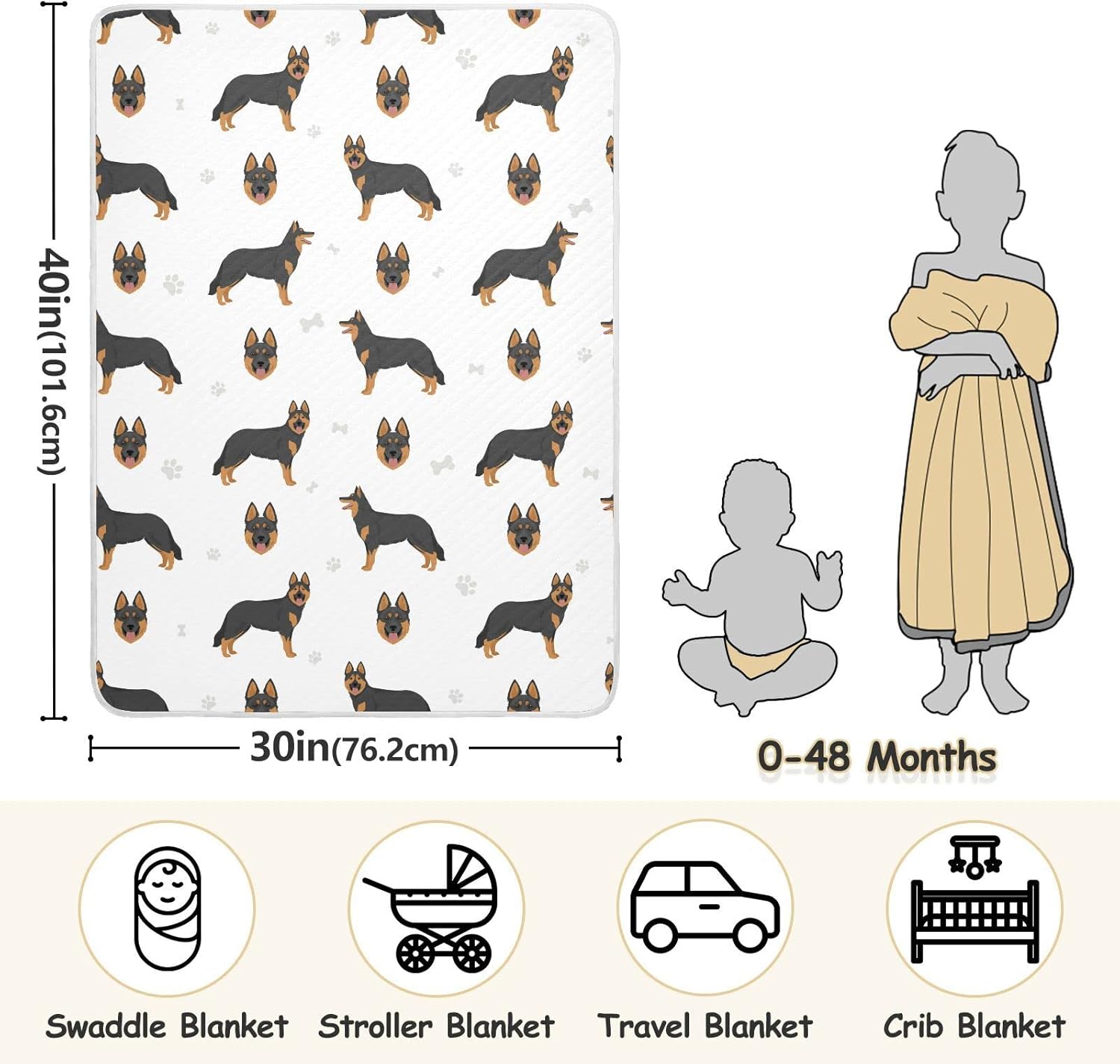 Soft Bohemian Shepherd Dog Swaddle Blanket for Babies