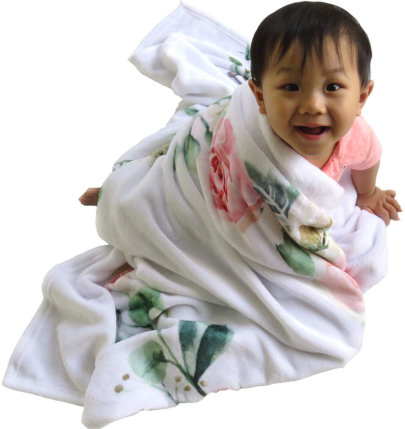 SEJJEN Baby Milestone Blanket - Floral Plush Fleece for Photos