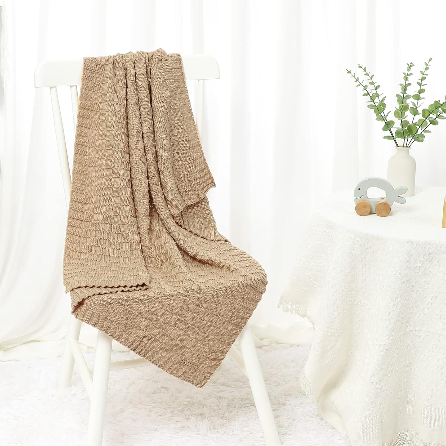 LAWKUL Baby Blanket Soft Cable Knit 40x30