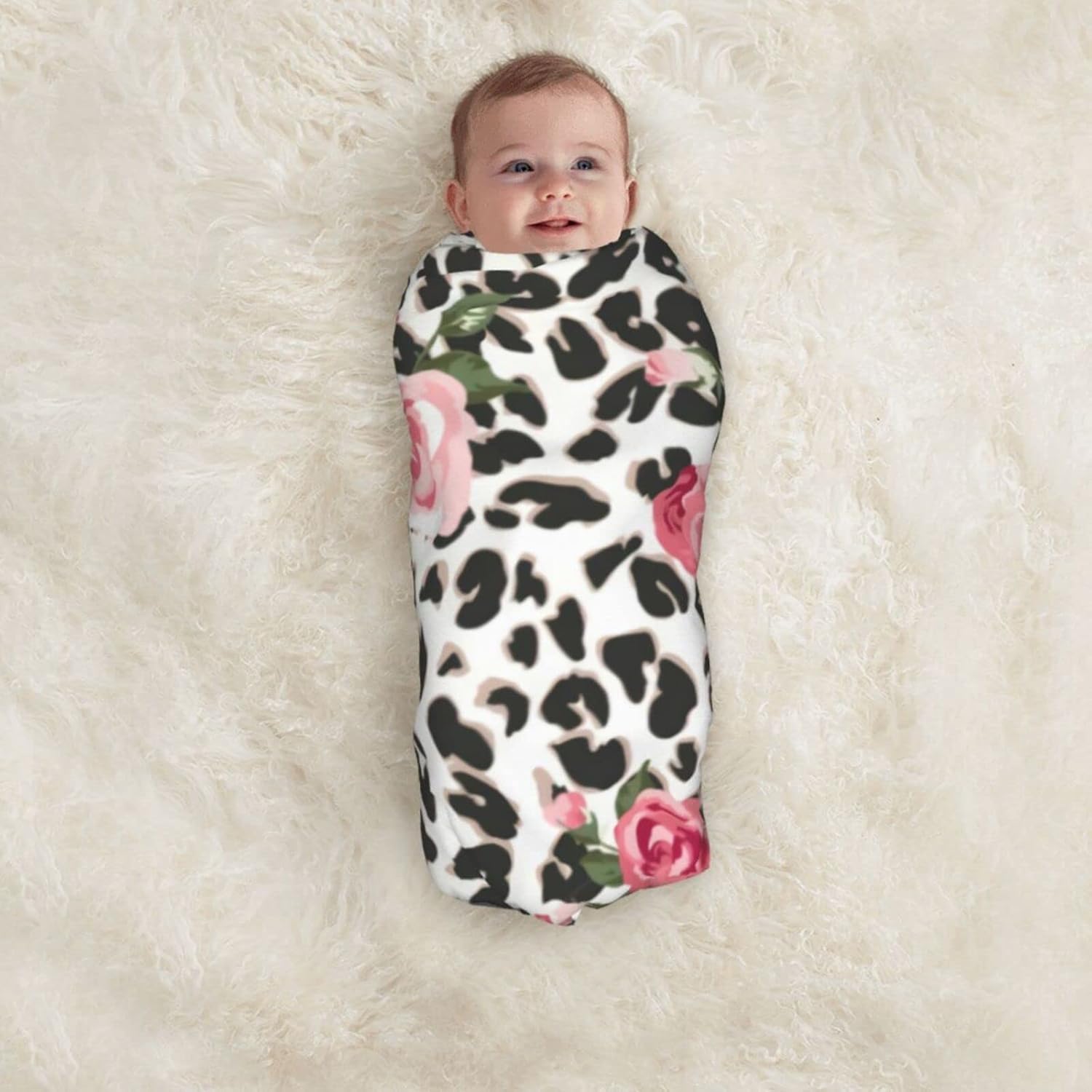 Tebjh Leopard Print Swaddling Blanket for Baby