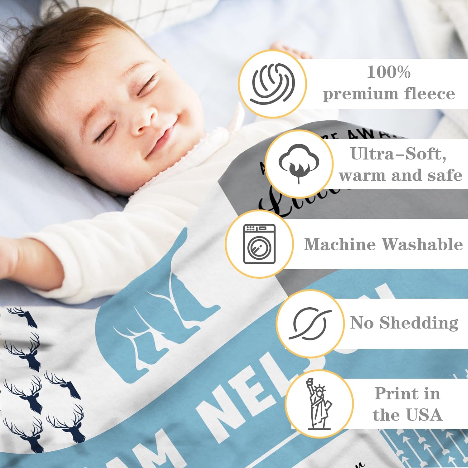 Personalized Baby Blanket with Name for Boys Girls